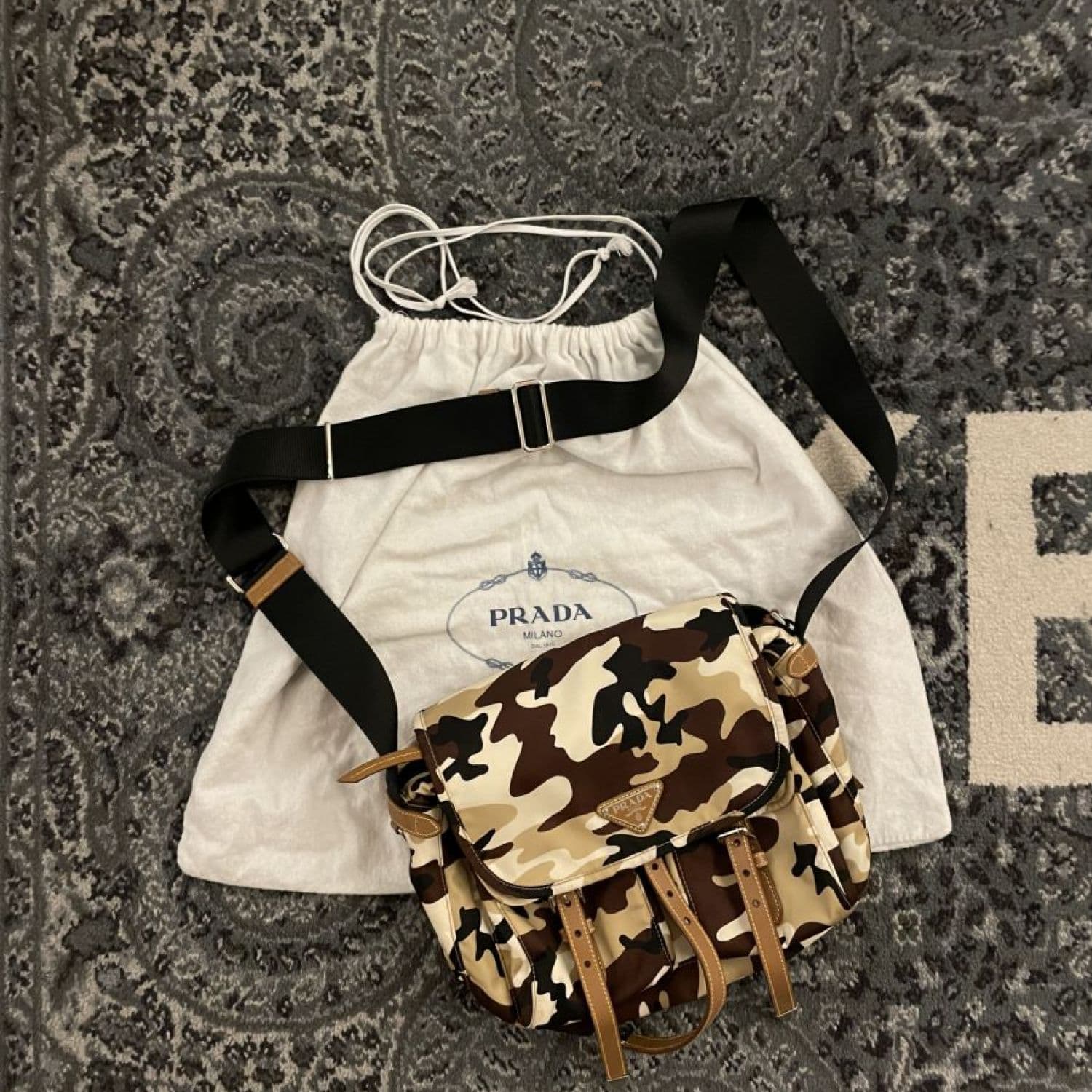 PRADA Camouflage Double Pocket Flap Shoulder Bag