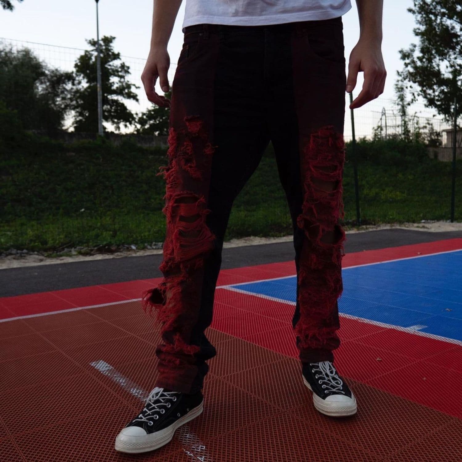 Custom jeans black/red