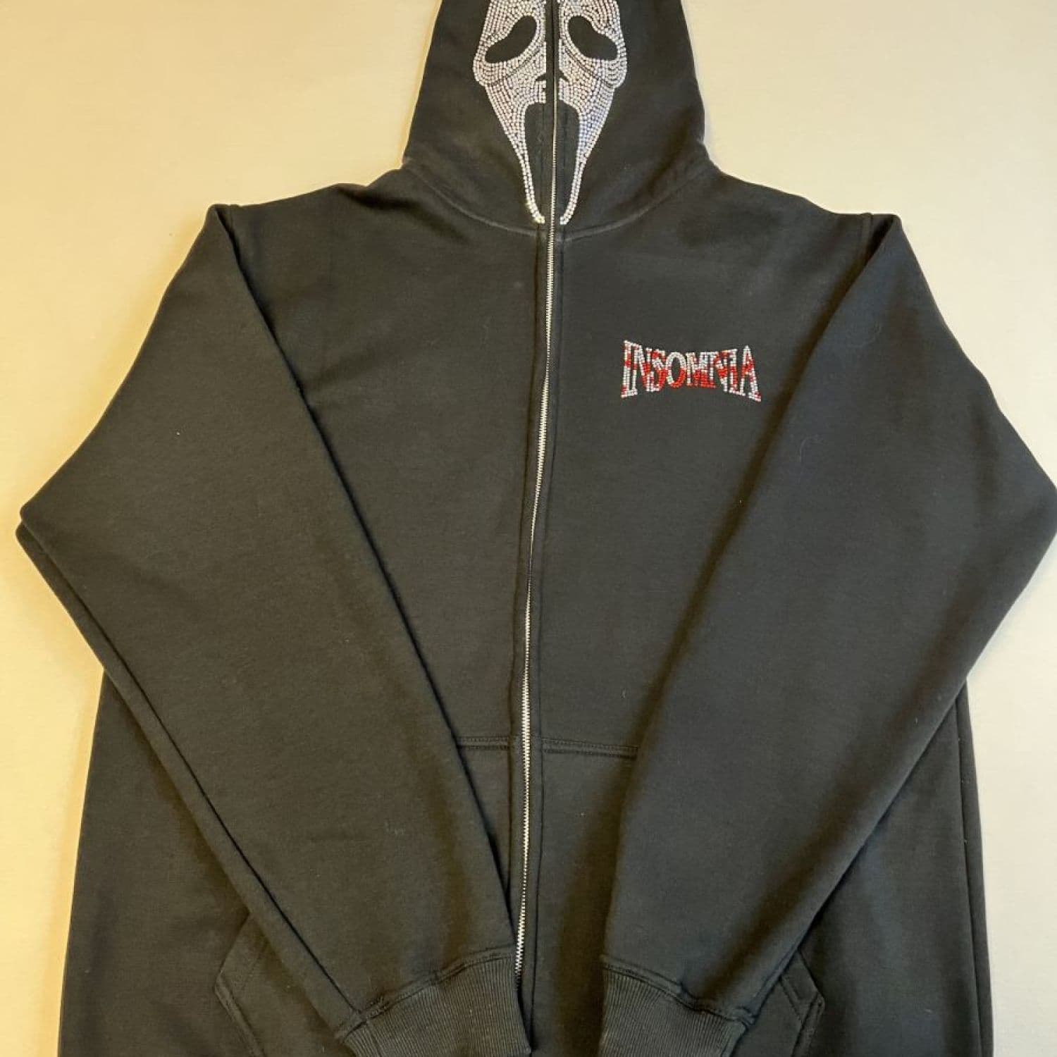 Insomnia Visuals Rhinestone Scream Full Zip-Up Hoodie