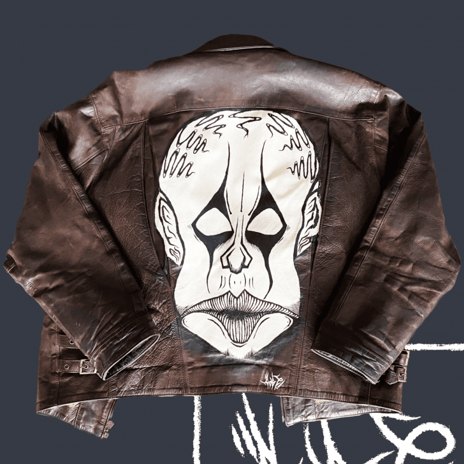 Custom Hand-painted Real Leather Jacket by Gost_stories